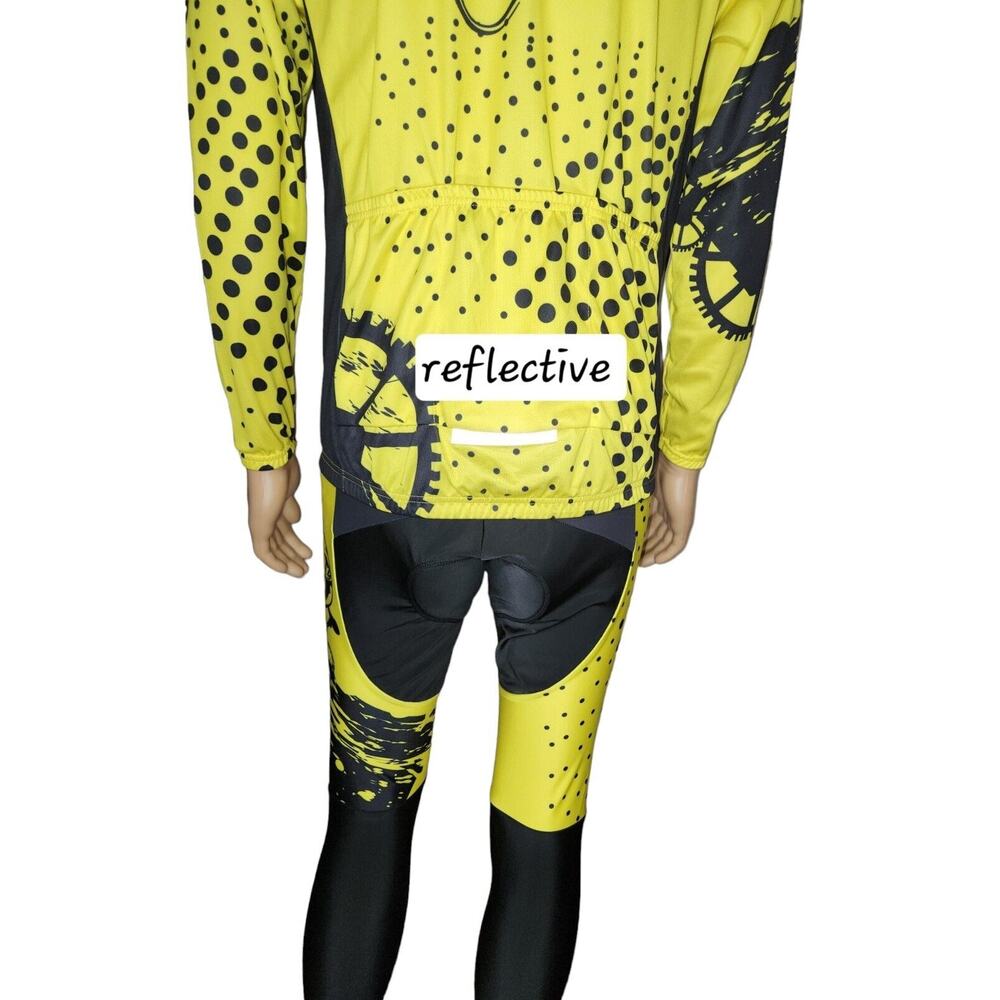 Moxilyn Cycling Long Sleeved Jersey and Bib pants XLarge Yellow Black NWT - Picture 5 of 12